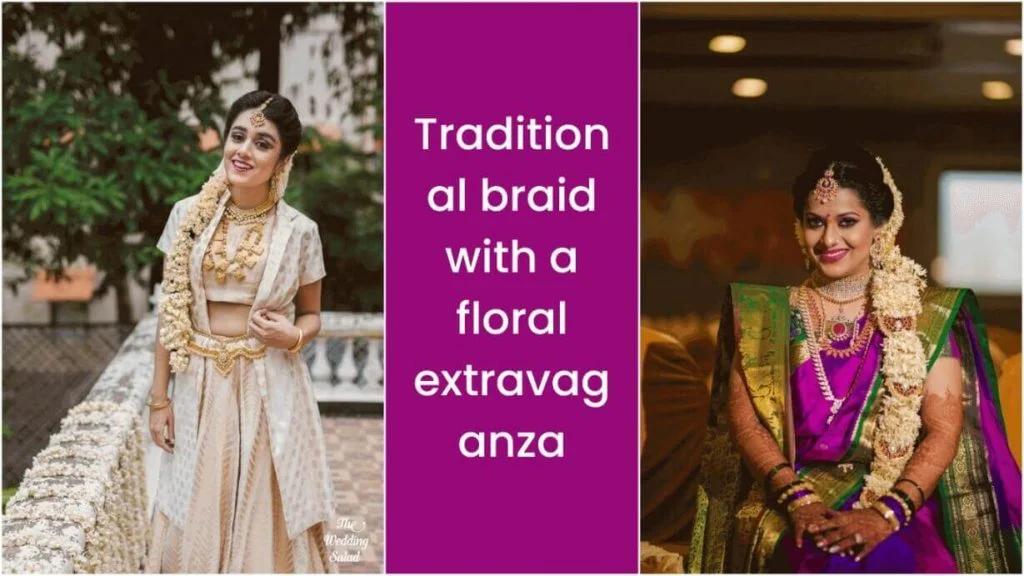 Best 7 Evergreen Indian Bridal Hairstyles 8 Traditional braid with a floral extravaganza