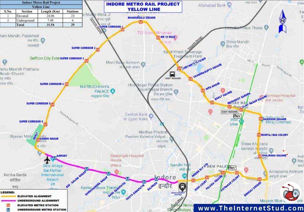 Indore Metro Route, Map, Construction Details